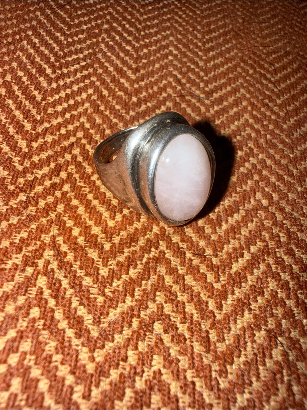 Sterling Silver Ring with Oval Pink Stone